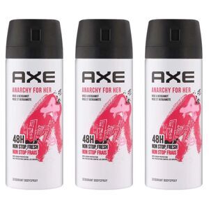 3-PACK Axe Anarchy For Her Deodorant Body Spray Women Rose Bergamot Scent 5 oz
